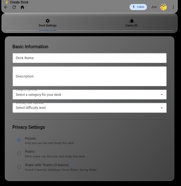 Manual Card Creation